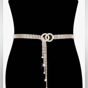 WHIPPY Women Rhinestone Belt Gold Shiny Diamond Fashion Crystal Ladies size S